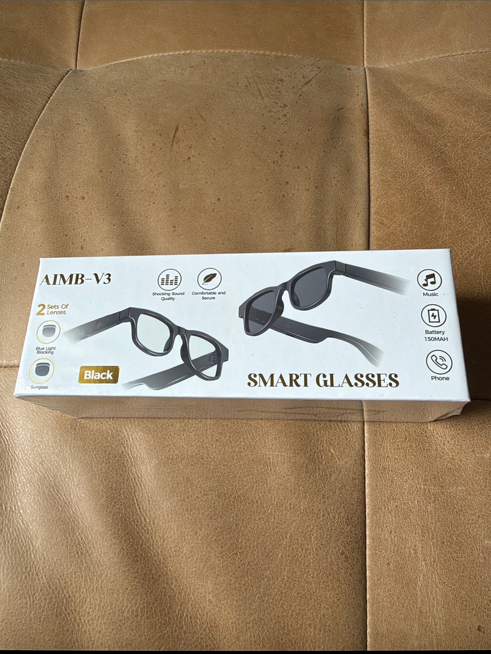 AIMB-V3 Black Smart Glasses with Bluetooth Audio